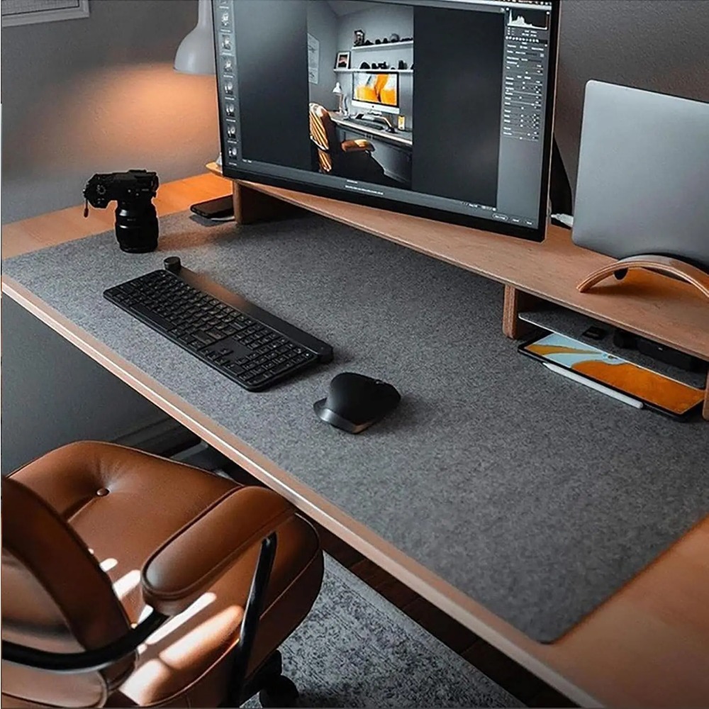 Keyboard Cover - แผ่นรองโต๊ะทำงาน แผ่นรองคอมพิวเตอร์สำหรับโต๊ะทำงาน (31.5x15.7 นิ้ว) แผ่นรองเมาส์และคีย์บอร์ดขนาดใหญ่ ทำจากผ้าสักหลาด