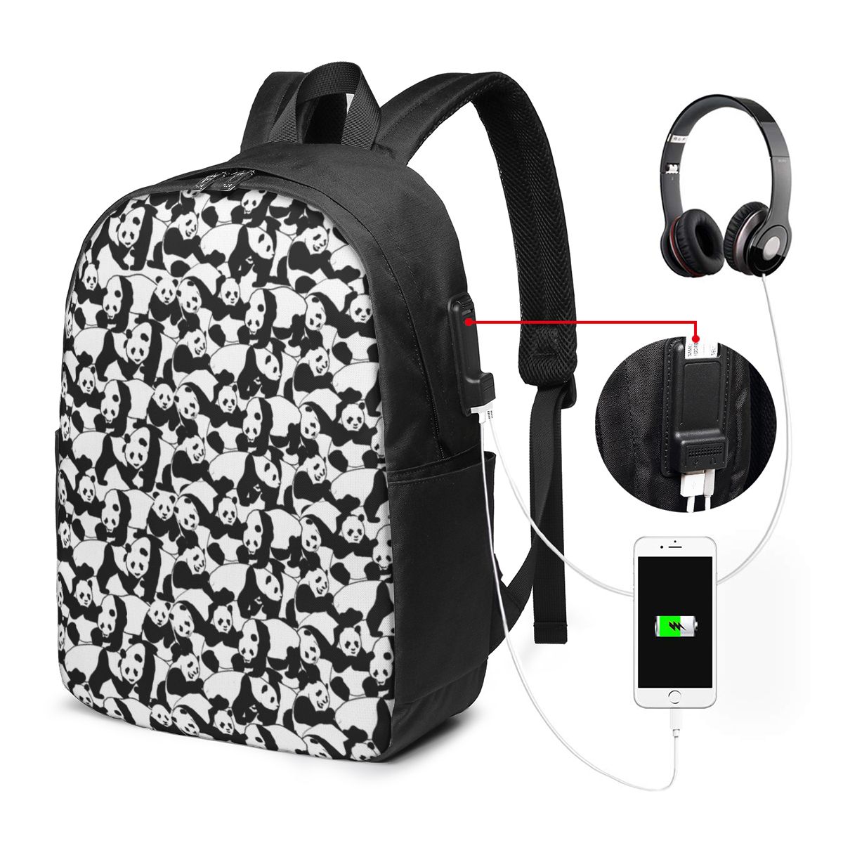 แพนด้าแพทเทิร์นกระเป๋าเป้สะพาย - Laptop Bag บทวิจารณ์และราคา